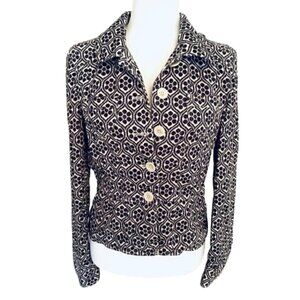 Loft Vintage 100% Cotton Black and White Ornament Jacket - Size 6